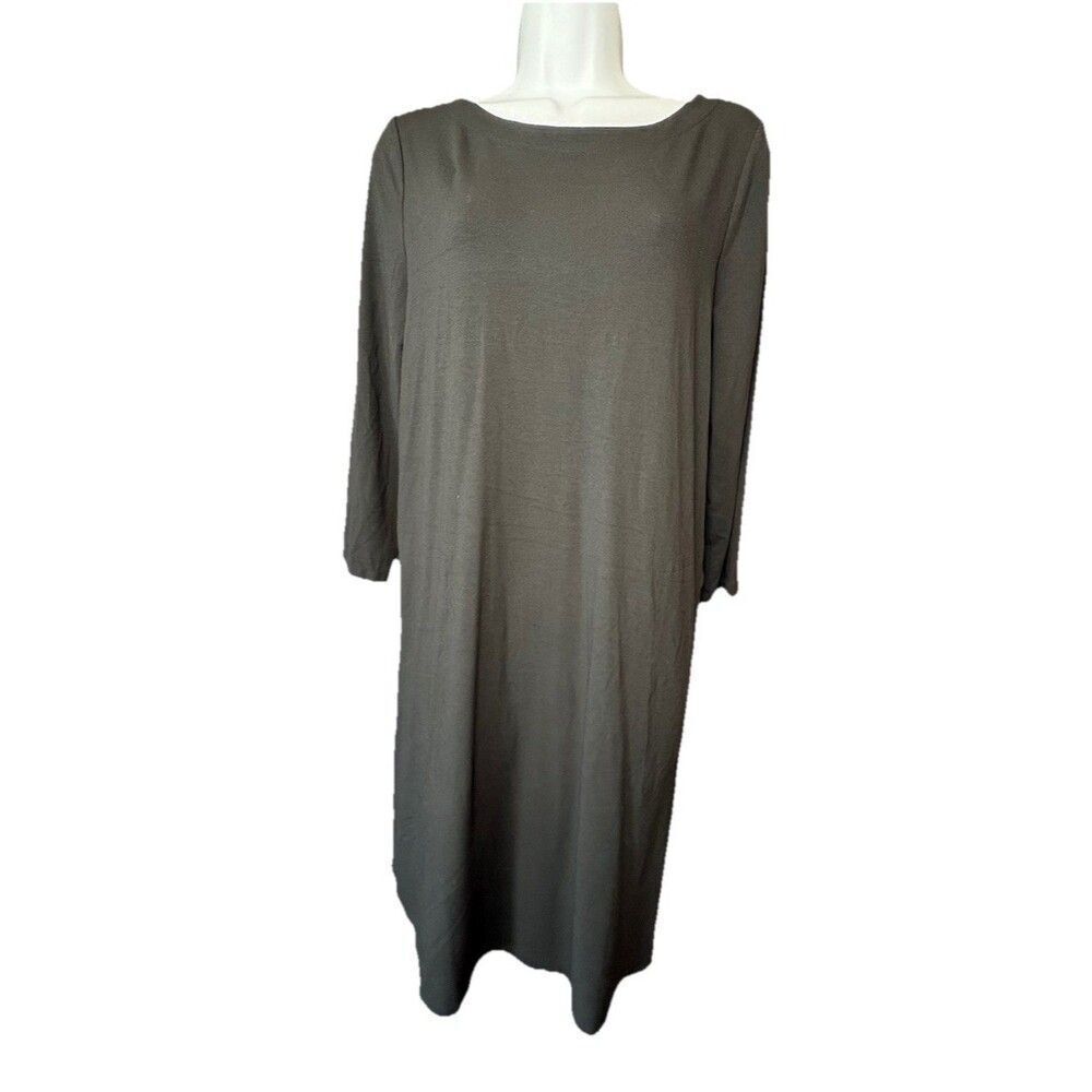 J. Jill Wearever Collection Black Knit A-Line Dress Size Small Pockets Lagenlook - Picture 2 of 8
